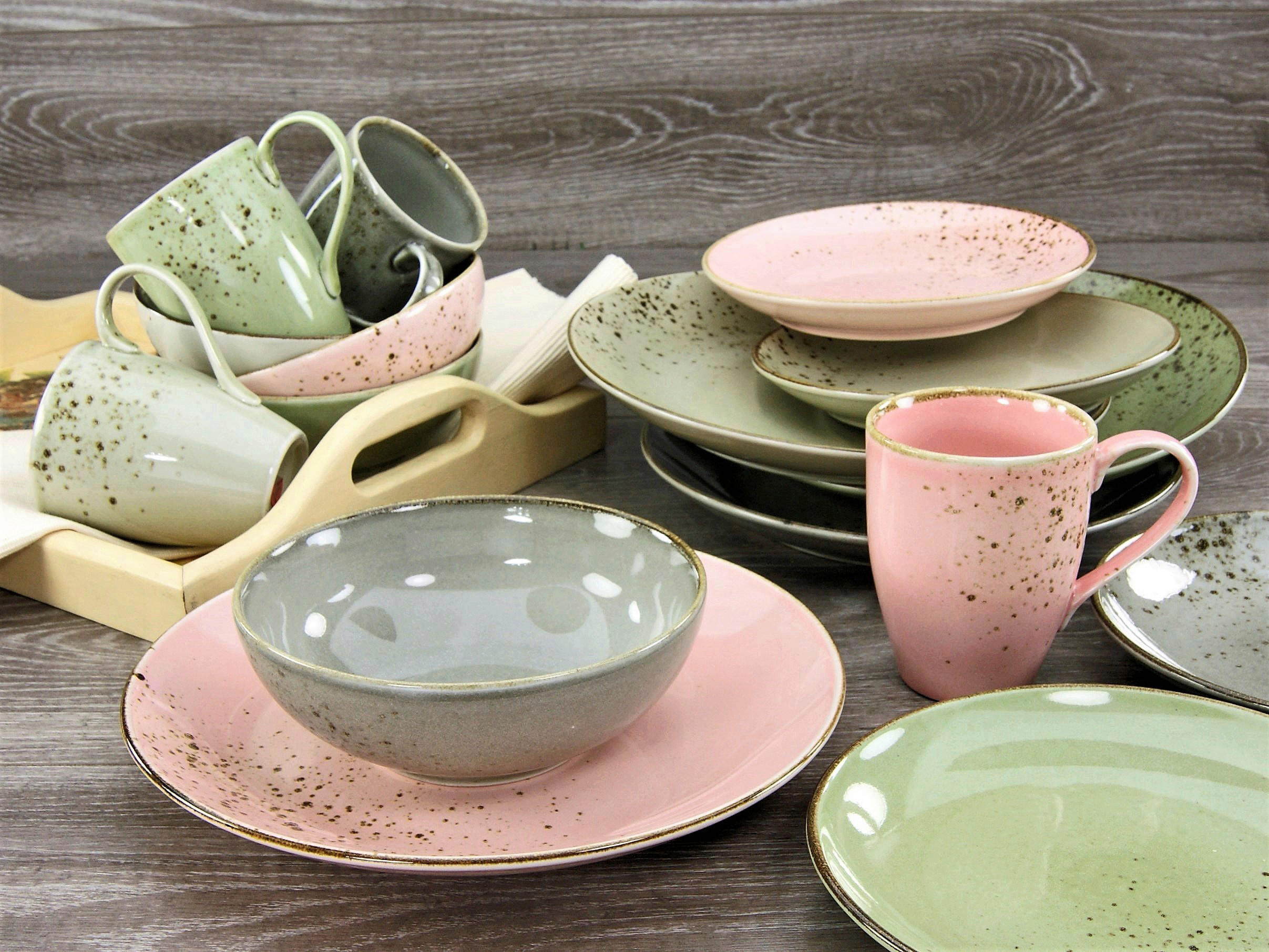 KOMBINOVANÁ SOUPRAVA, 16dílné, porcelán - modrá/růžová, Trend, keramika (34/31,5/33cm) - Creatable