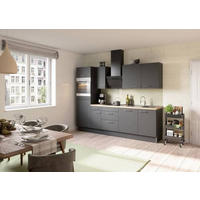 KÜCHENBLOCK 270 cm   in Anthrazit  - Edelstahlfarben/Eichefarben, Basics, Holzwerkstoff/Metall (270cm) - Optifit