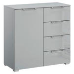 KOMMODE  in 80/81/42 cm  - Silberfarben/Hellgrau, Design, Glas/Holzwerkstoff (80/81/42cm) - Novel
