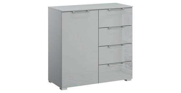KOMMODE , 80/81/42 cm, 4 Schublade(n)  - Silberfarben/Hellgrau, Design, Glas/Holzwerkstoff (80/81/42cm) - Novel