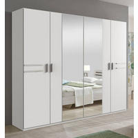 DULAP CU UȘI ROTATIVE alb, culoare crom  - alb/culoare crom, Basics, plastic/material pe bază de lemn (225/210/58cm) - Carryhome