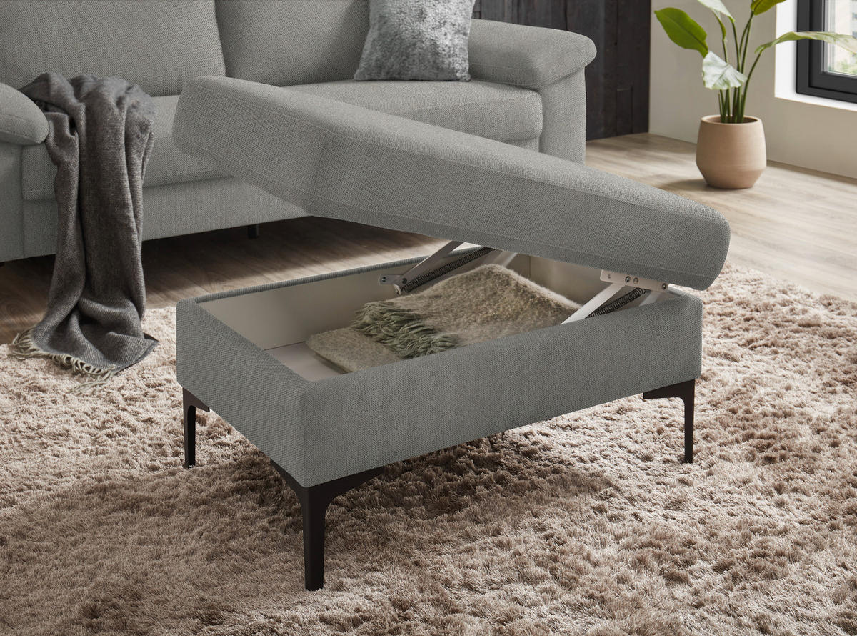3-SITZER-SOFA in Flachgewebe Hellgrau  - Hellgrau/Schwarz, Design, Textil/Metall (226/89/97cm) - Pure Home Lifestyle