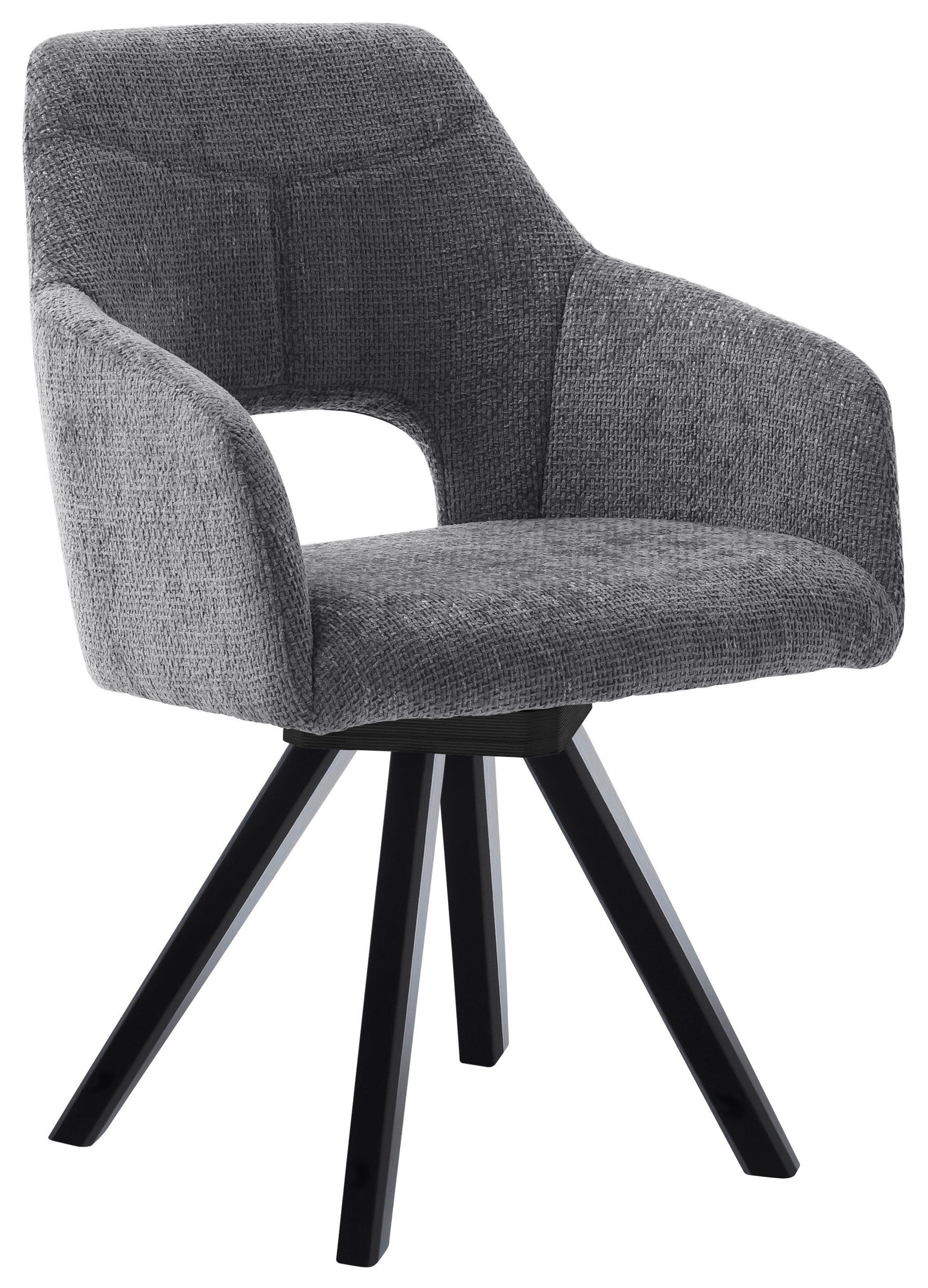 ARMLEHNSTUHL drehbar  in Mikrofaser  - Schwarz/Grau, Design, Holz/Textil (57/84/57cm) - Voleo