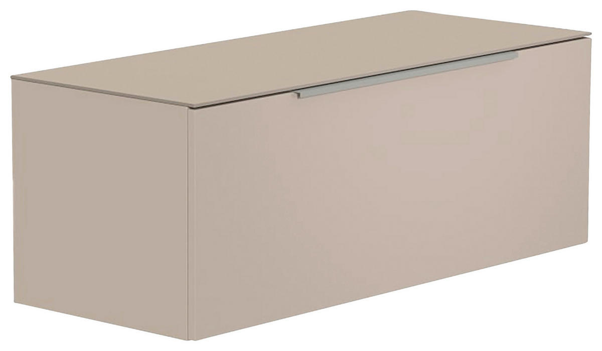 LOWBOARD  in 110/56/45 cm  - Sandfarben/Alufarben, Design, Glas/Holzwerkstoff (110/56/45cm) - Moderano