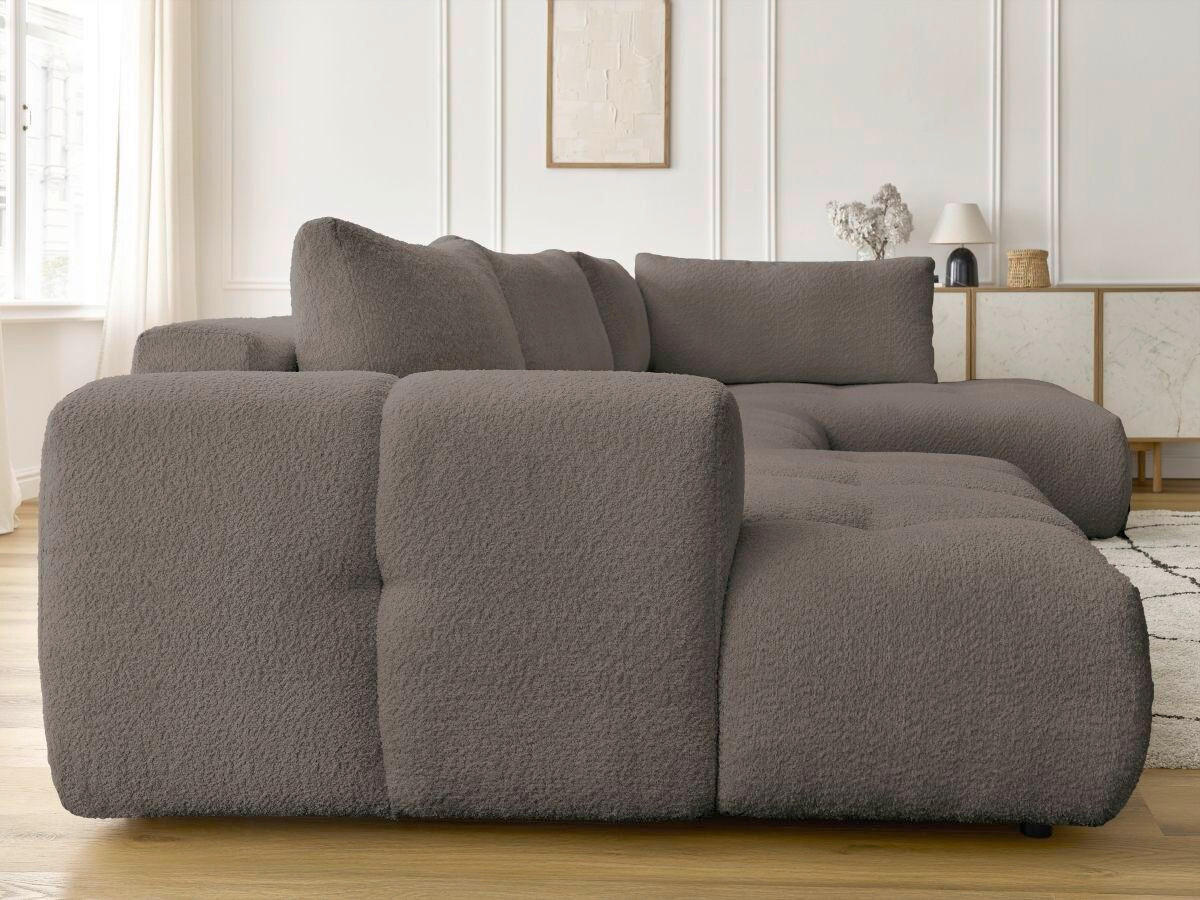 WOHNLANDSCHAFT  FUJI  Taupe Bouclé  - Taupe/Schwarz, MODERN, Kunststoff/Textil (160/377/204cm)