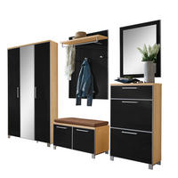 GARDEROBE 6-teilig  in 245/195/40 cm  - Taupe/Eichefarben, Design, Glas/Holz (245/195/40cm)