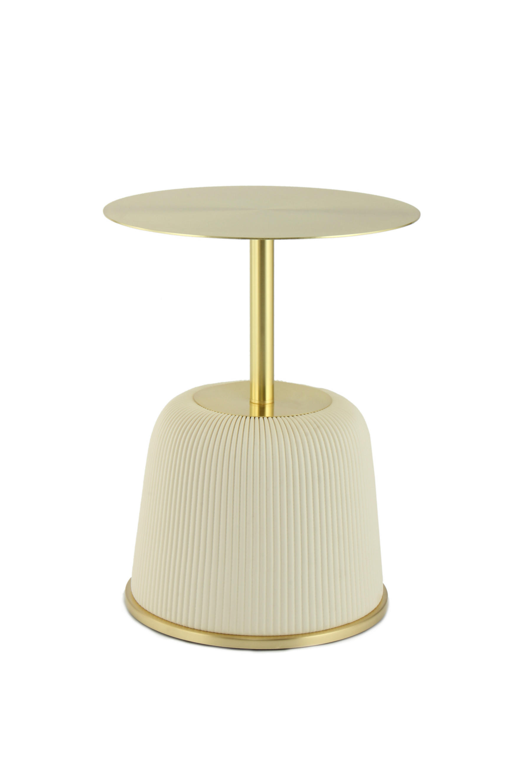 BEISTELLTISCH in Metall, Textil, Holzwerkstoff  - Goldfarben/Creme, Design, Holzwerkstoff/Textil (40/55cm) - Kayoom