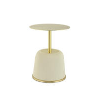 BEISTELLTISCH in Metall, Holzwerkstoff, Textil  - Goldfarben/Creme, Design, Holzwerkstoff/Textil (40/55cm) - Kayoom