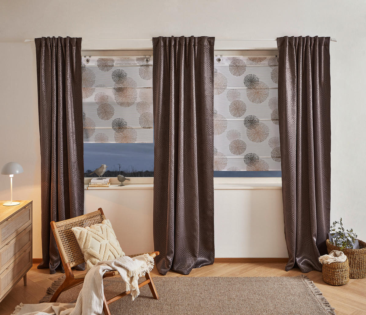 MAGNETROLLO  halbtransparent  45/130 cm    - Grau, Basics, Textil (45/130cm) - Novel