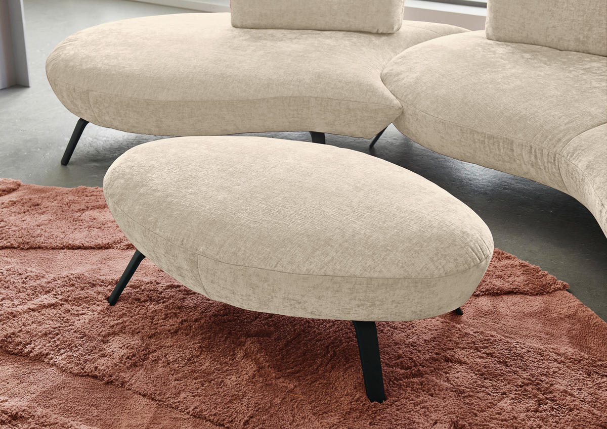 BIGSOFA Flachgewebe Creme  - Creme/Schwarz, Design, Textil/Metall (456/93/138cm) - Moderano