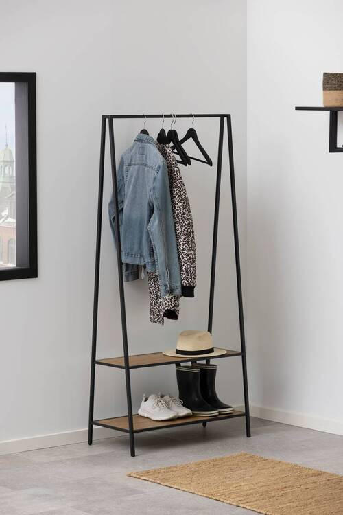 KLEIDERSTÄNDER in Schwarz, Wildeiche 77/165/37 cm - Wildeiche/Schwarz, Trend, Holzwerkstoff/Metall (77/165/37cm)
