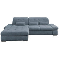 ECKSOFA in Chenille Hellblau  - Chromfarben/Hellblau, Design, Textil/Metall (196/300cm) - Livetastic