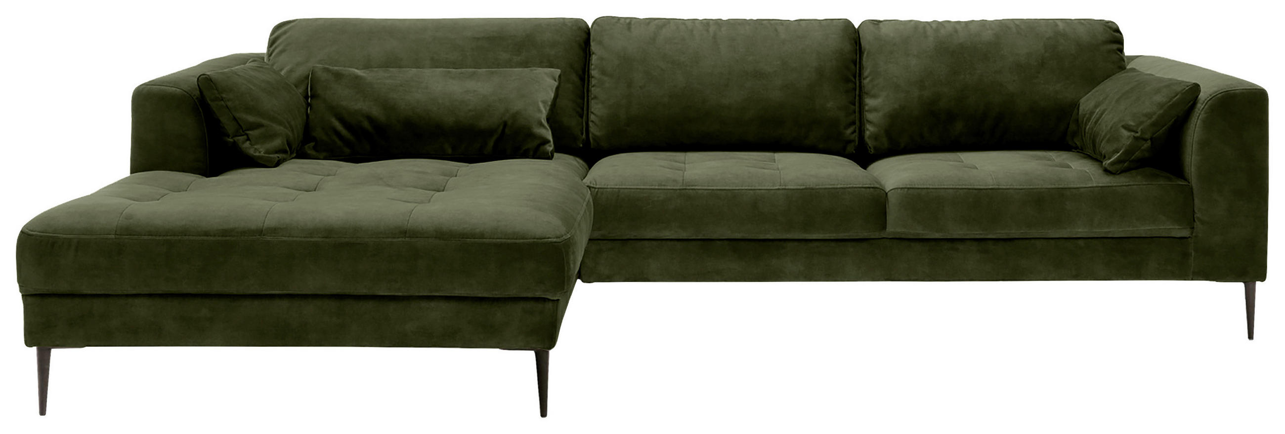 ECKSOFA in Mikrofaser Dunkelgrün - Dunkelgrün/Schwarz, Modern, Textil (168/280cm) - Trendmanufaktur