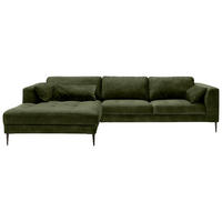 ECKSOFA in Mikrofaser Dunkelgrün  - Dunkelgrün/Schwarz, Modern, Textil (168/280cm) - Trendmanufaktur