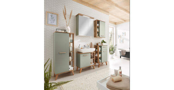 UNTERSCHRANK 50,5/89,5/33 cm   - Eichefarben/Pastellgrün, Design, Glas/Holzwerkstoff (50,5/89,5/33cm) - Xora