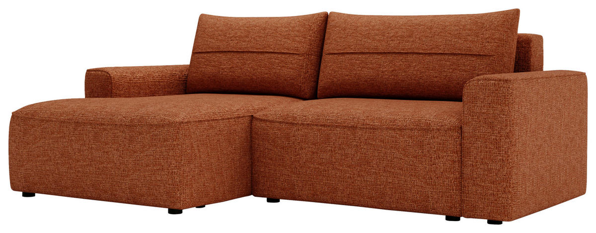 ECKSOFA in Chenille Rostfarben  - Rostfarben/Schwarz, Design, Kunststoff/Textil (144/233cm) - Livetastic
