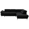 ECKSOFA in Echtleder Schwarz  - Silberfarben/Schwarz, Design, Leder/Metall (270/220cm) - Novel