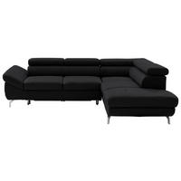 ECKSOFA Schwarz Echtleder  - Silberfarben/Schwarz, Design, Leder/Metall (270/220cm) - Novel