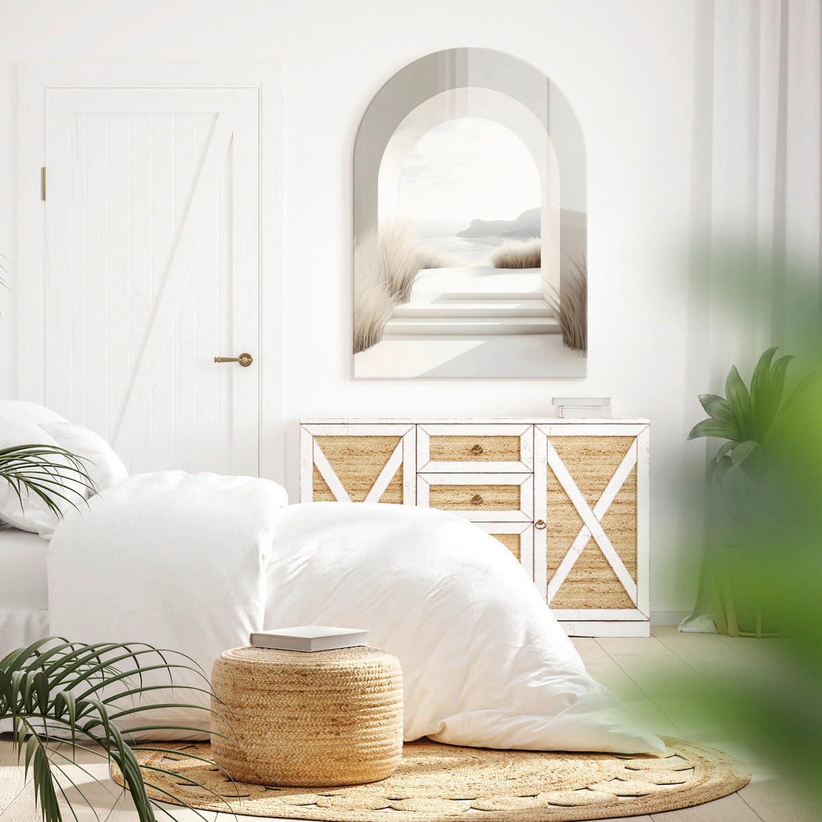 GLASBILD Landschaft & Natur 70/100 cm  - Beige/Weiß, Basics, Glas/Papier (70/100cm)