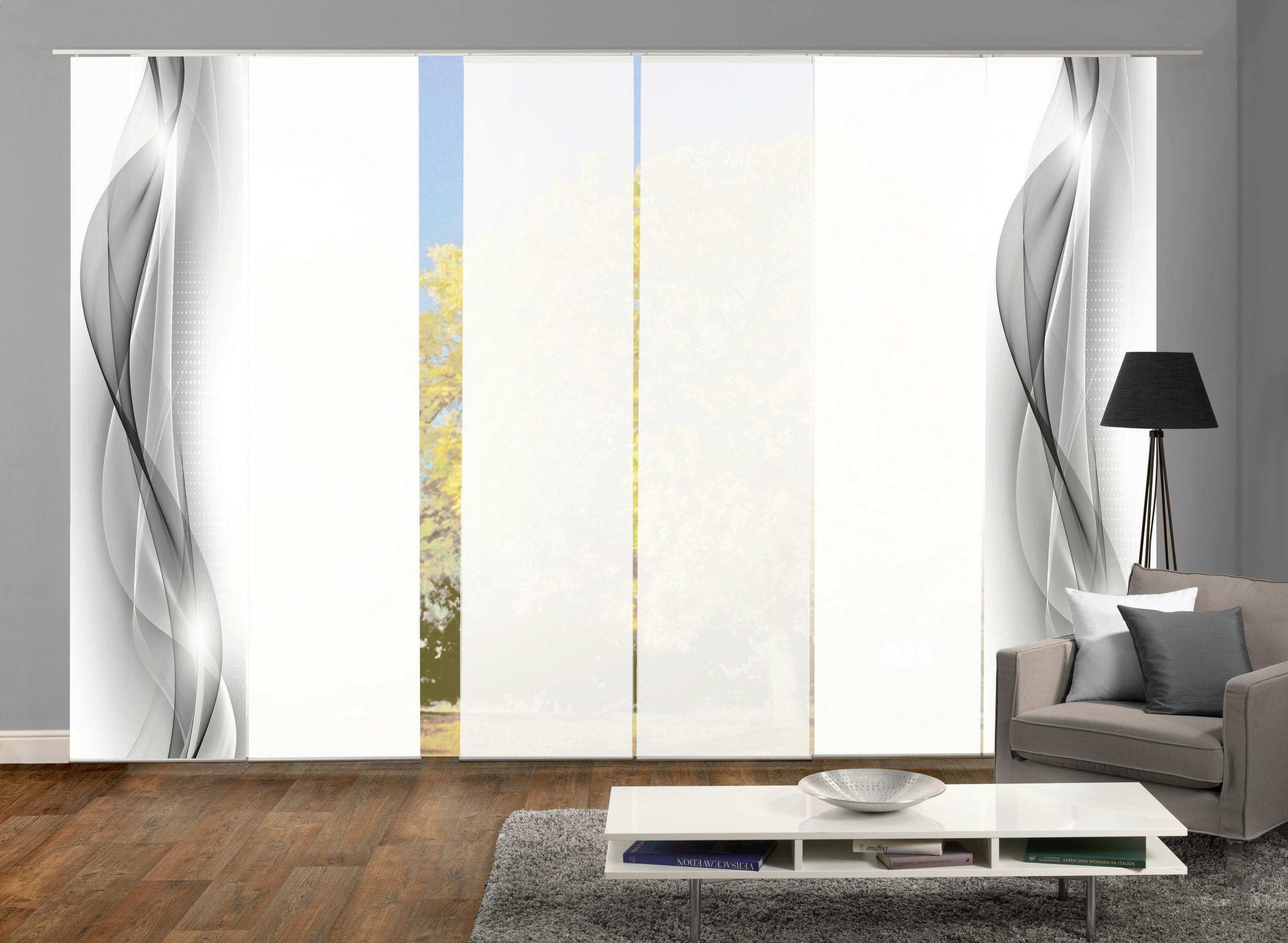 FLÄCHENVORHANG NEBLANA, 6-TLG. in Grau blickdicht  - Grau, Basics, Textil (60/245cm)