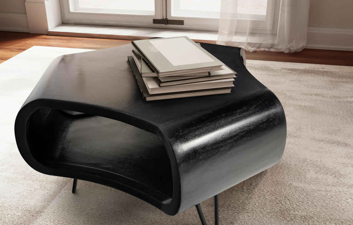 COUCHTISCH Mangoholz massiv 60/60/35 cm organisch Schwarz  - Schwarz, Design, Holz/Metall (60/60/35cm) - Livetastic