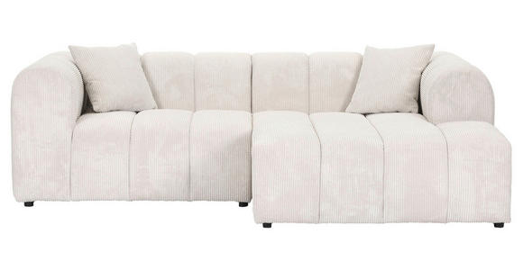 ECKSOFA Naturfarben Cord Zierkissen, Rücken echt  - Schwarz/Naturfarben, KONVENTIONELL, Kunststoff/Textil (250/162cm) - Carryhome