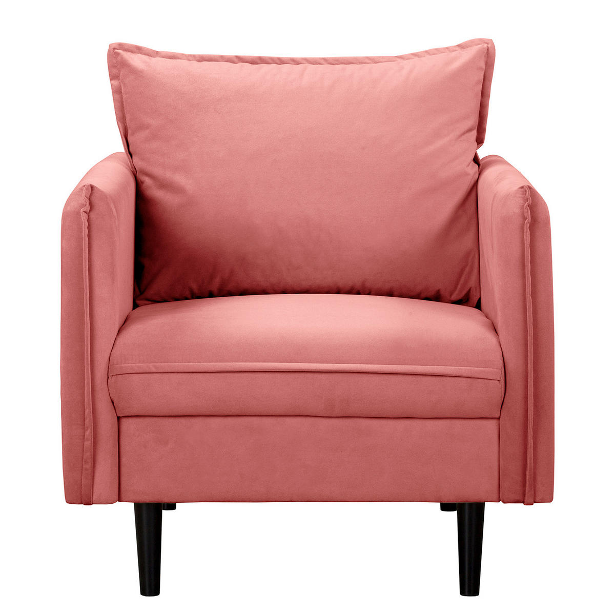 SESSEL in Samt Rosa  - Schwarz/Rosa, Design, Holz/Textil (74/86/100cm) - P & B