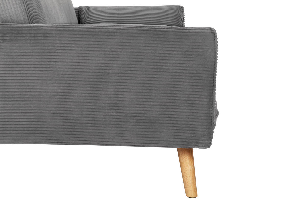 SCHLAFSOFA Cord Grau  - Naturfarben/Grau, Design, Holz/Textil (193/81/92cm) - Livetastic