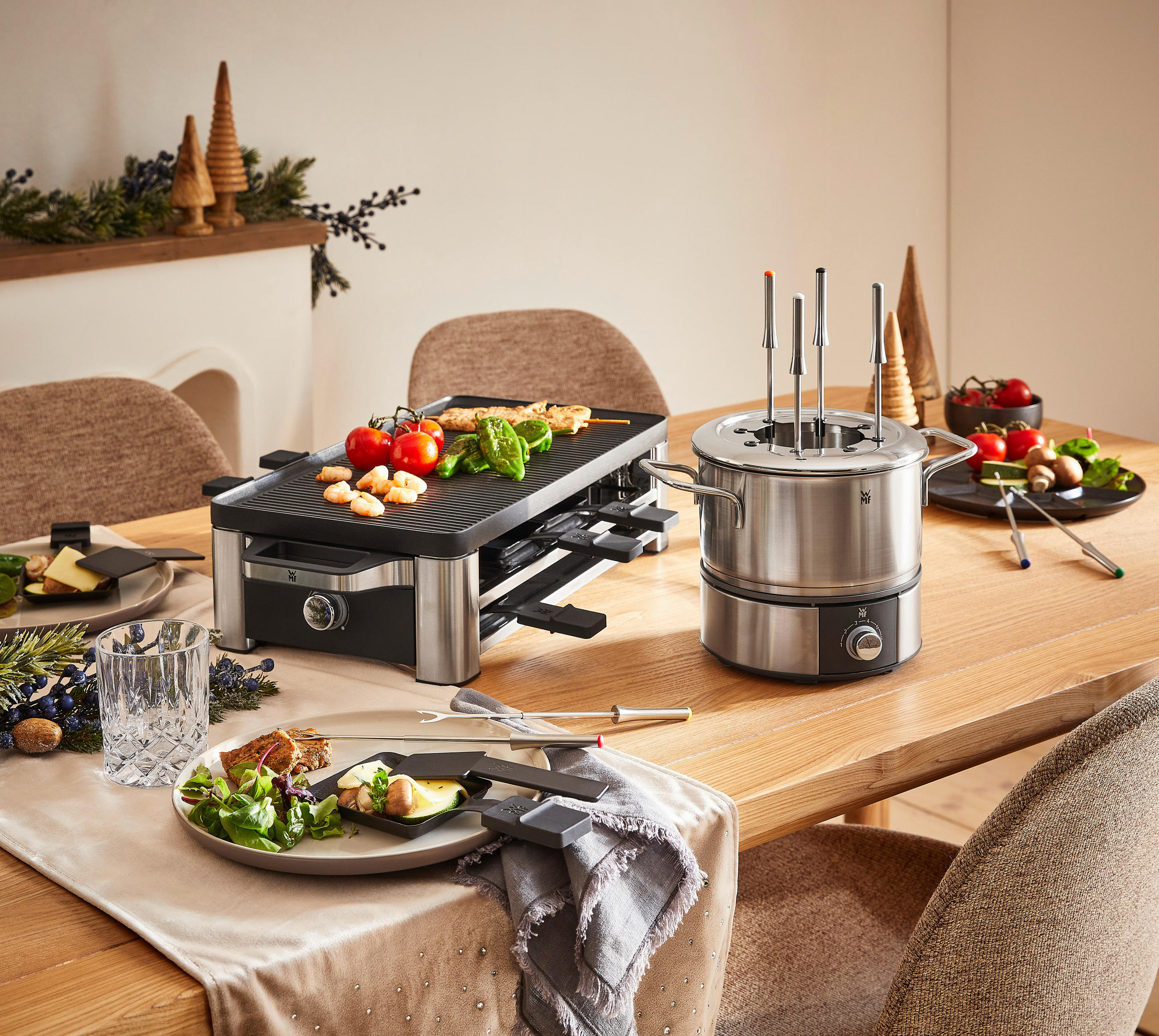 Fondueset Lono - Silberfarben/Schwarz, Trend, Metall (32,5/23,5/25cm) - WMF