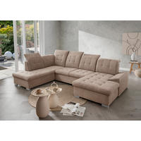 WOHNLANDSCHAFT Zira Hellbraun Chenille  - Chromfarben/Hellbraun, MODERN, Kunststoff/Textil (212/330/169cm) - Livetastic