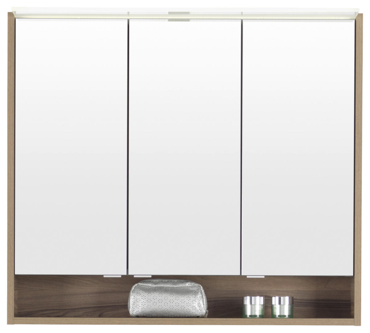 SPIEGELSCHRANK 93,2/82,2/23,1 cm  - Chromfarben/Nussbaumfarben, Basics, Glas/Holzwerkstoff (93,2/82,2/23,1cm) - Voleo