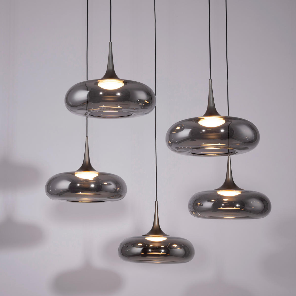 LED-PENDELLEUCHTE SW POSH 62/62/200 cm   - Grau, Design, Glas/Kunststoff (62/62/200cm) - Schöner Wohnen