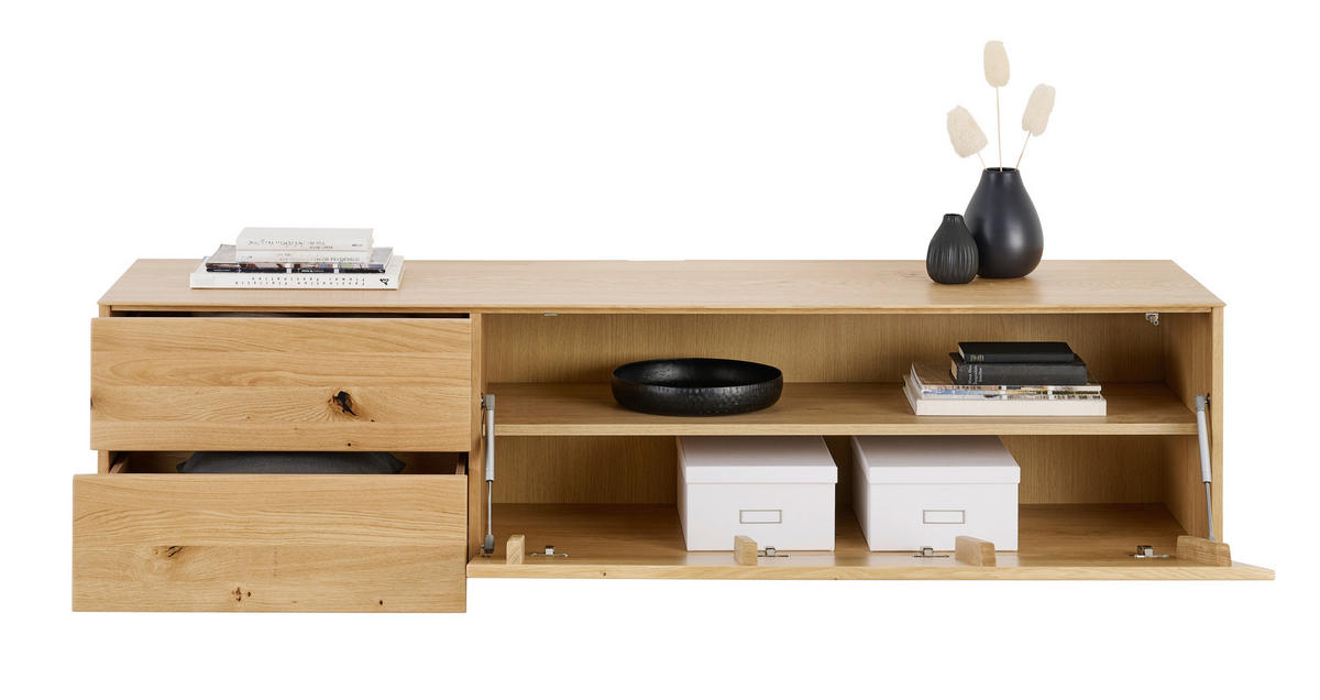 NÍZKÁ KOMODA, dub, barvy dubu, 181/44/50 cm - barvy dubu, Design, dřevo/kompozitní dřevo (181/44/50cm) - Dieter Knoll