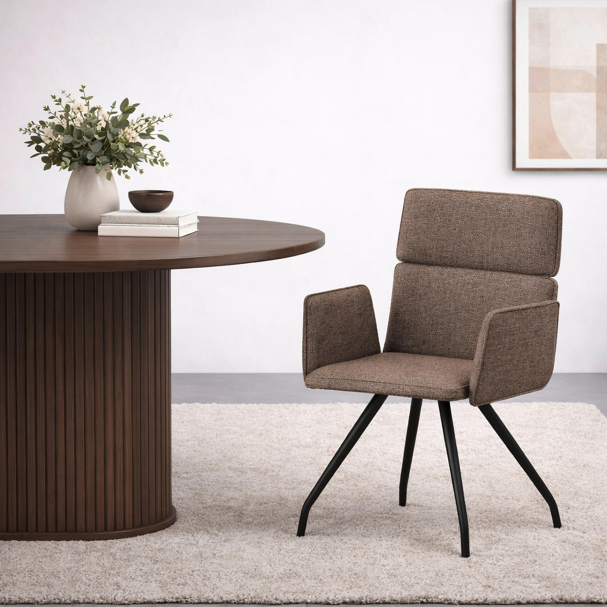 ARMLEHNSTUHL  Stoffauswahl Webstoff  - Rostfarben/Schwarz, Design, Textil/Metall (58/90/62cm) - Stylife