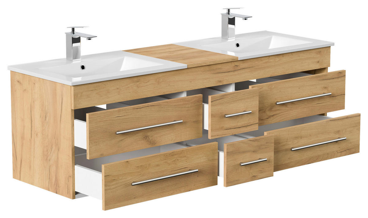 WASCHTISCHKOMBI 153 cm  - Eichefarben/Weiß, Basics, Keramik/Holzwerkstoff (153cm) - MID.YOU