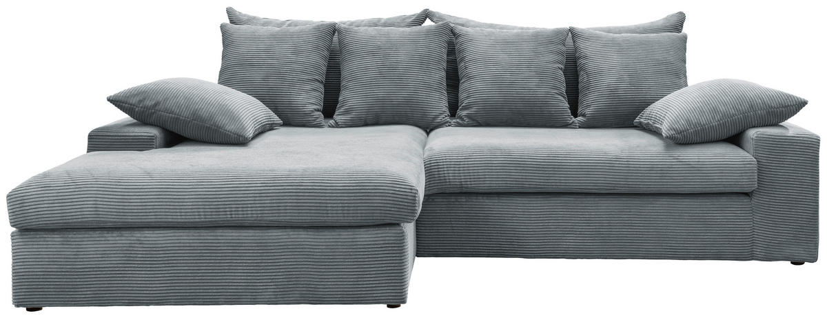 ECKSOFA in Cord Hellblau  - Schwarz/Hellblau, Modern, Kunststoff/Textil (200/278cm) - Livetastic