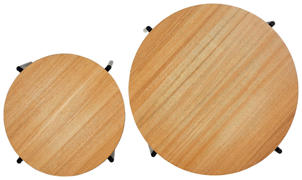 SATZTISCH in Metall, Holzwerkstoff  - Schwarz/Naturfarben, Modern, Holzwerkstoff/Metall (70/50/45/42/70/50cm) - MID.YOU