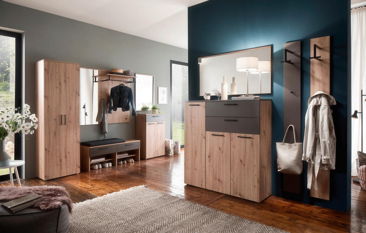 GARDEROBE 7-teilig  in 260/200/38 cm  - Eichefarben/Braun, KONVENTIONELL, Holzwerkstoff (260/200/38cm) - Moderano