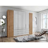 FALTTÜRENSCHRANK 250/216/58 cm 4-türig Weiß, Eiche Bianco  - Schieferfarben/Eiche Bianco, KONVENTIONELL, Glas/Holzwerkstoff (250/216/58cm) - Dieter Knoll