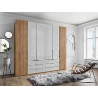 FALTTÜRENSCHRANK 250/216/58 cm 4-türig Weiß, Eiche Bianco  - Schieferfarben/Eiche Bianco, KONVENTIONELL, Glas/Holzwerkstoff (250/216/58cm) - Dieter Knoll