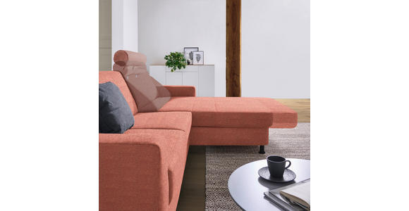 ECKSOFA in Webstoff Koralle  - Koralle/Schwarz, Design, Kunststoff/Textil (257/165cm) - Xora