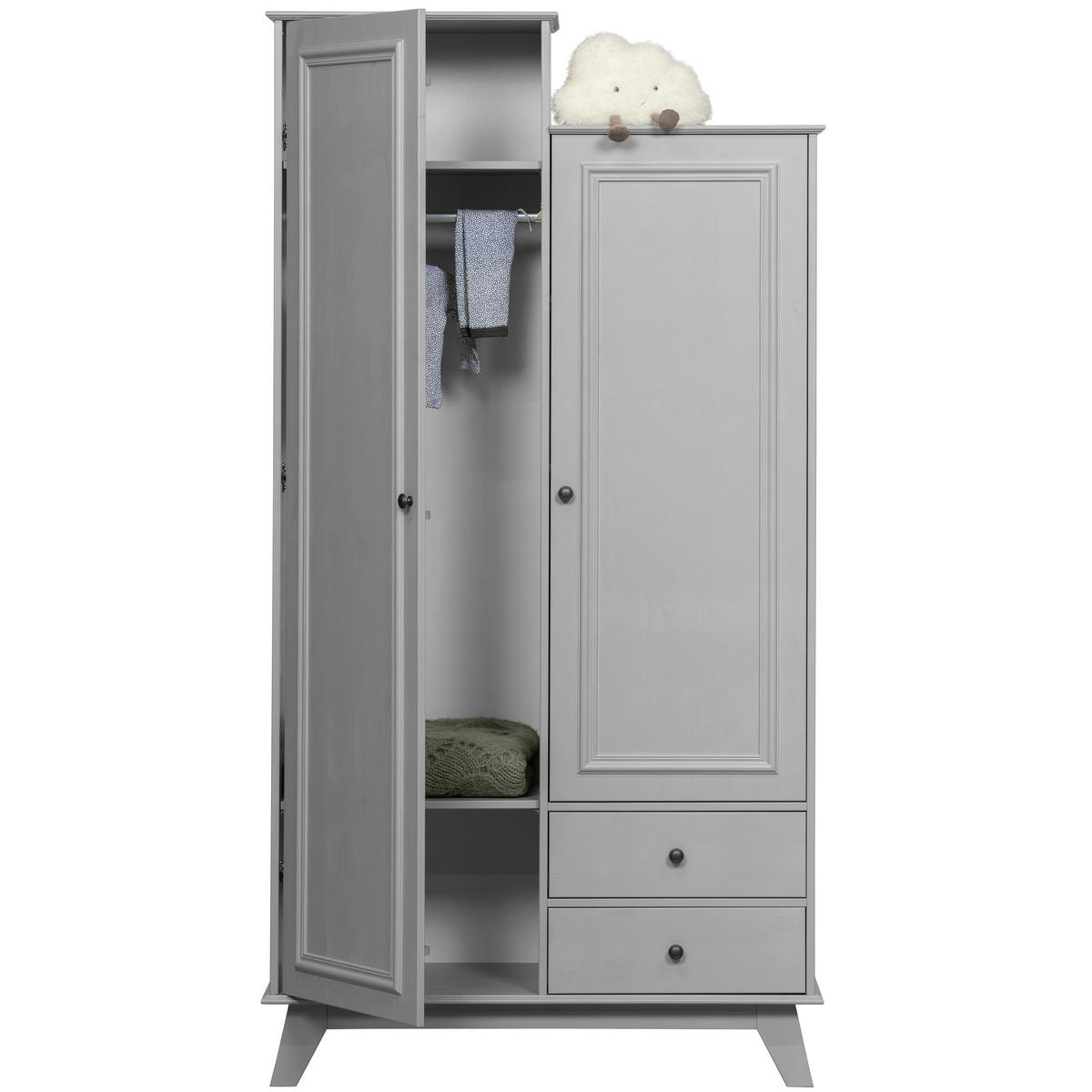 DREHTÜRENSCHRANK 98/190/41 cm,  in Grau, 2-türig  - Schwarz/Grau, Basics, Holz/Metall (98/190/41cm) - MID.YOU