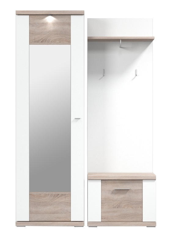 GARDEROBE Weiß, Eichefarben  - Eichefarben/Weiß, Design, Holzwerkstoff (130,1/206,6/41,6cm) - Xora