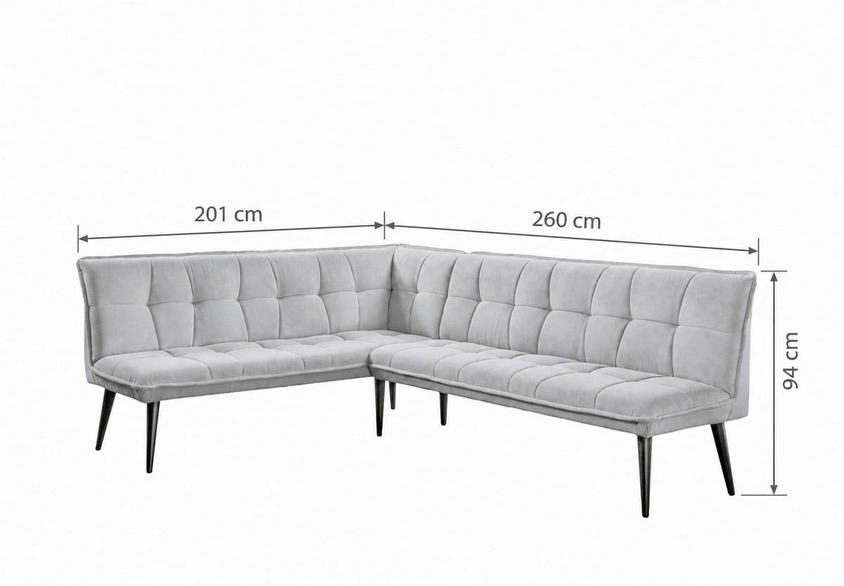 KLUPA KUTNA  srebrne boje  drvo, tekstil, drvni materijal      - srebrne boje/crna, Moderno, drvni materijal/drvo (260/201cm) - Livetastic