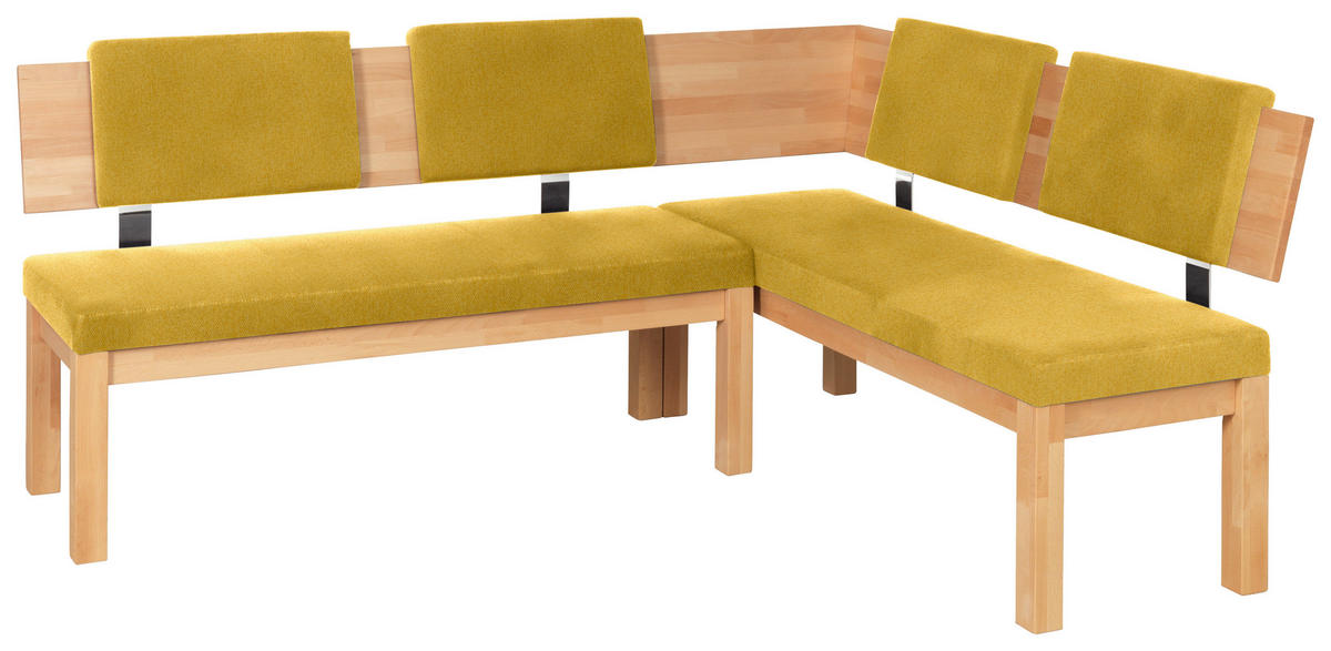 ECKBANK 200/160 cm  in Buchefarben, Currygelb  - Currygelb/Buchefarben, Natur, Holz/Textil (200/160cm) - Cantus