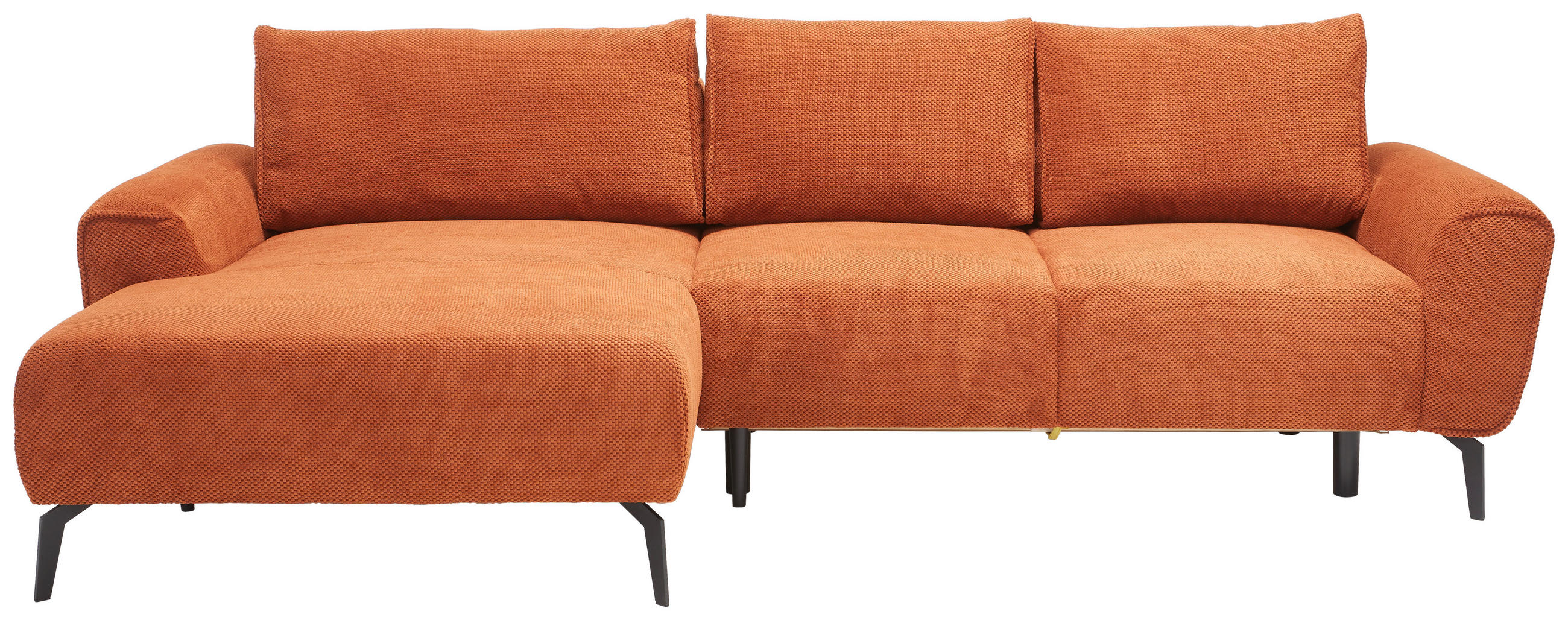ECKSOFA in Webstoff Kupferfarben  - Schwarz/Kupferfarben, Design, Textil/Metall (170/272cm) - Welnova