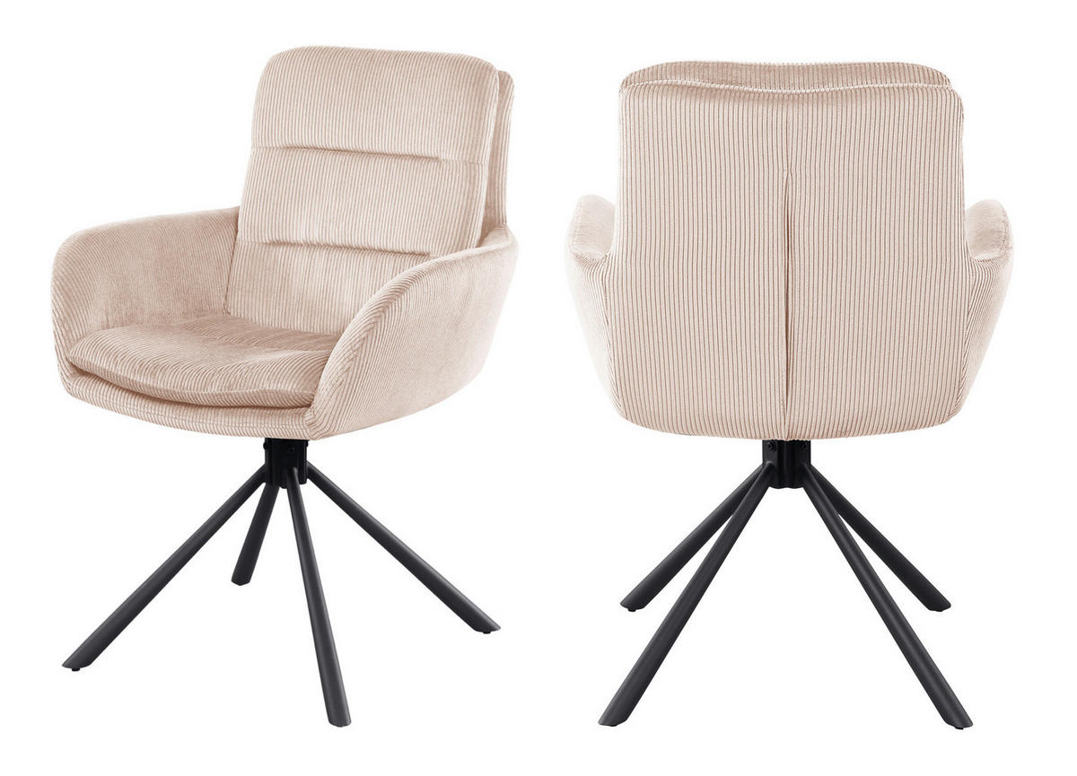 DREHSTUHL Cord Beige  - Beige/Schwarz, MODERN, Textil/Metall (60/89/64cm) - Livetastic