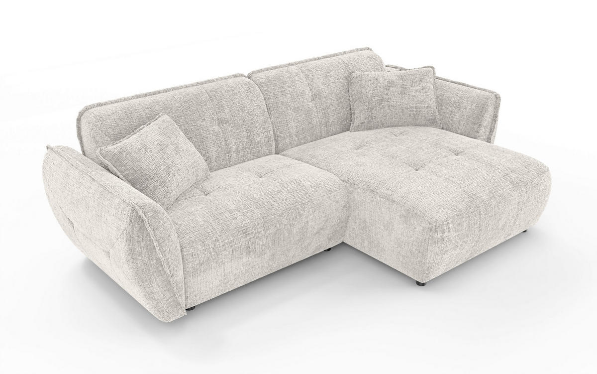 ECKSOFA Nelia Beige Chenille  - Beige/Schwarz, Design, Kunststoff/Textil (252/155cm) - P & B