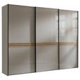 SCHWEBETÜRENSCHRANK  in Sandfarben, Eiche Artisan  - Sandfarben/Graphitfarben, Design, Glas/Holzwerkstoff (280/222/68cm) - Moderano