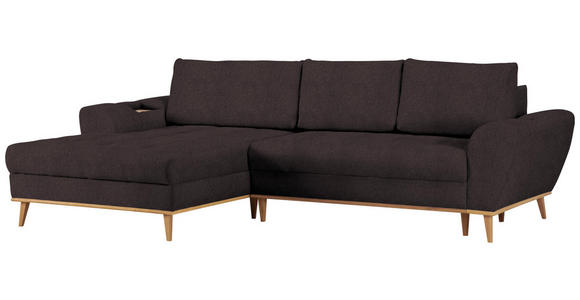 ECKSOFA in Webstoff Dunkelbraun  - Eichefarben/Dunkelbraun, Design, Holz/Textil (175/282cm) - Carryhome